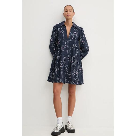 DESIGUAL LOUISVILLE COTTON A-LINE TIERED SWING DRESS - Picture 2 of 9